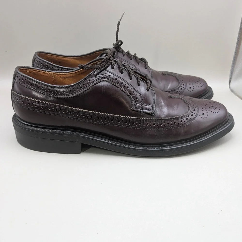 Vtg Dexter Dark Burgandy Wingtip Oxfords 100% Leather Made in the USA Size 8 1/2